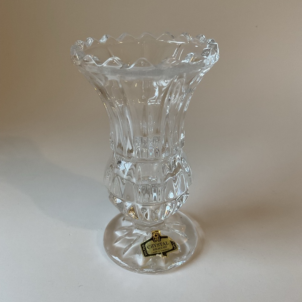 Zajecar Lead Crystal Footed Bud Vase Vintage 1970s